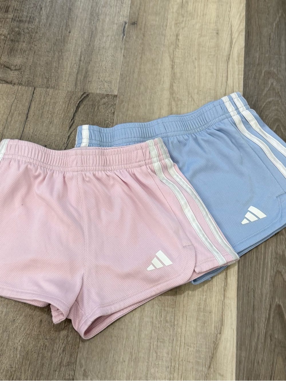 adidas Girls' Pink & Light Blue Athletic Shorts Duo